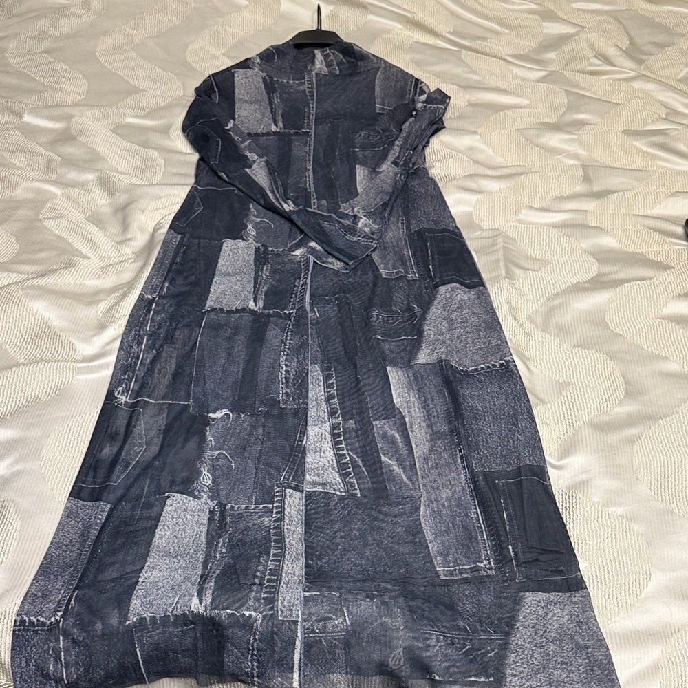 Zara Patchwork Looking Like Denim Maxi Dress - Bl… - image 1